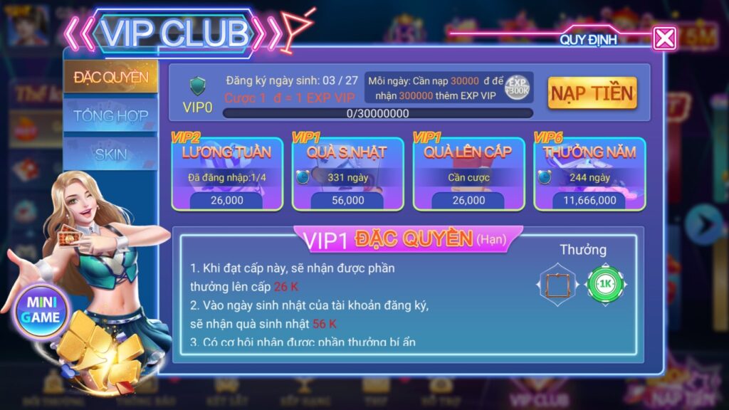 Quyền lợi vip club 98win