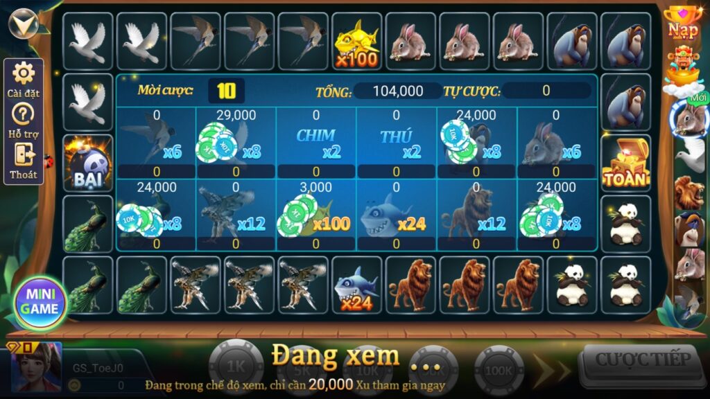 Sảnh game quay thú 98win